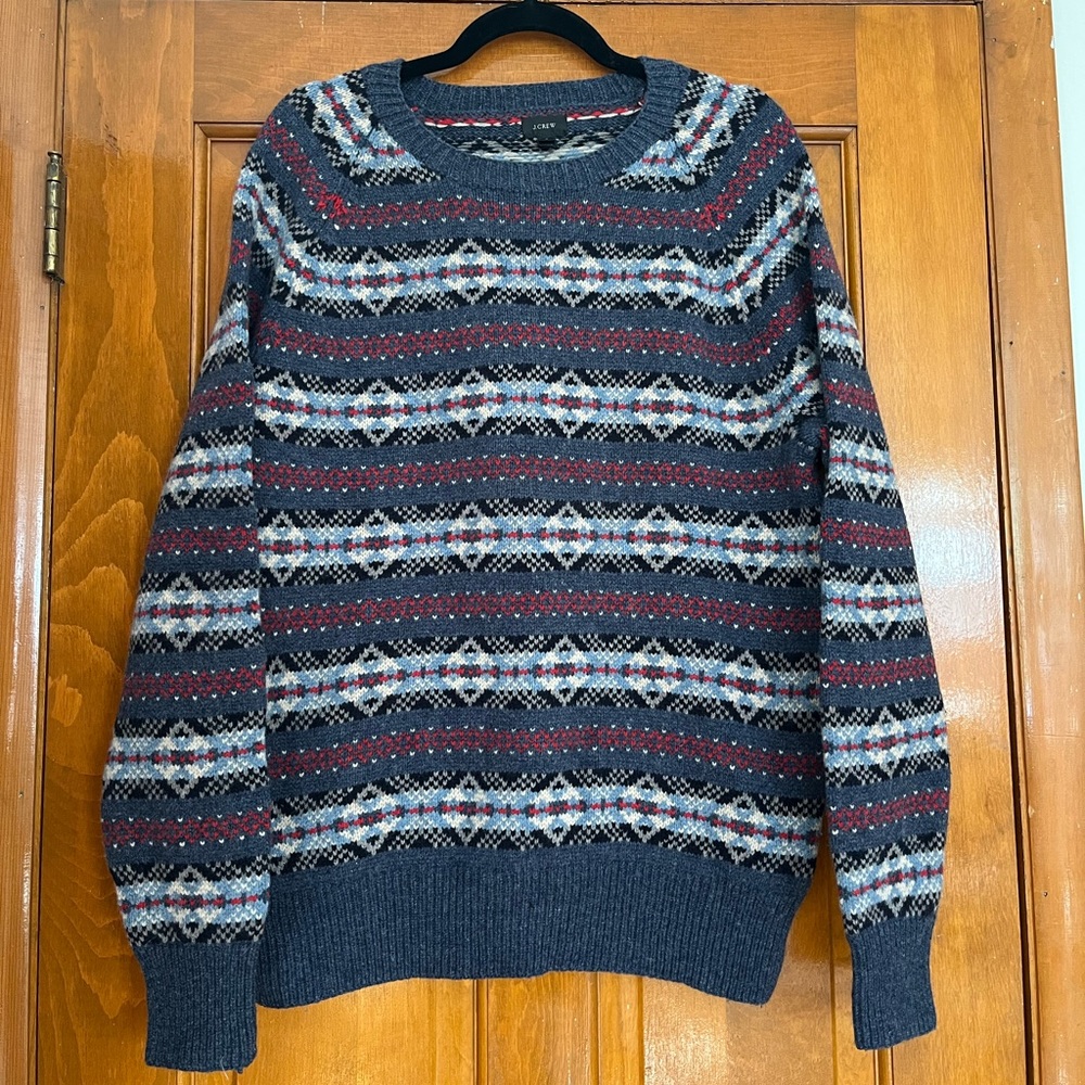 100% Lambs Wool J Crew Fair Isle Sweater